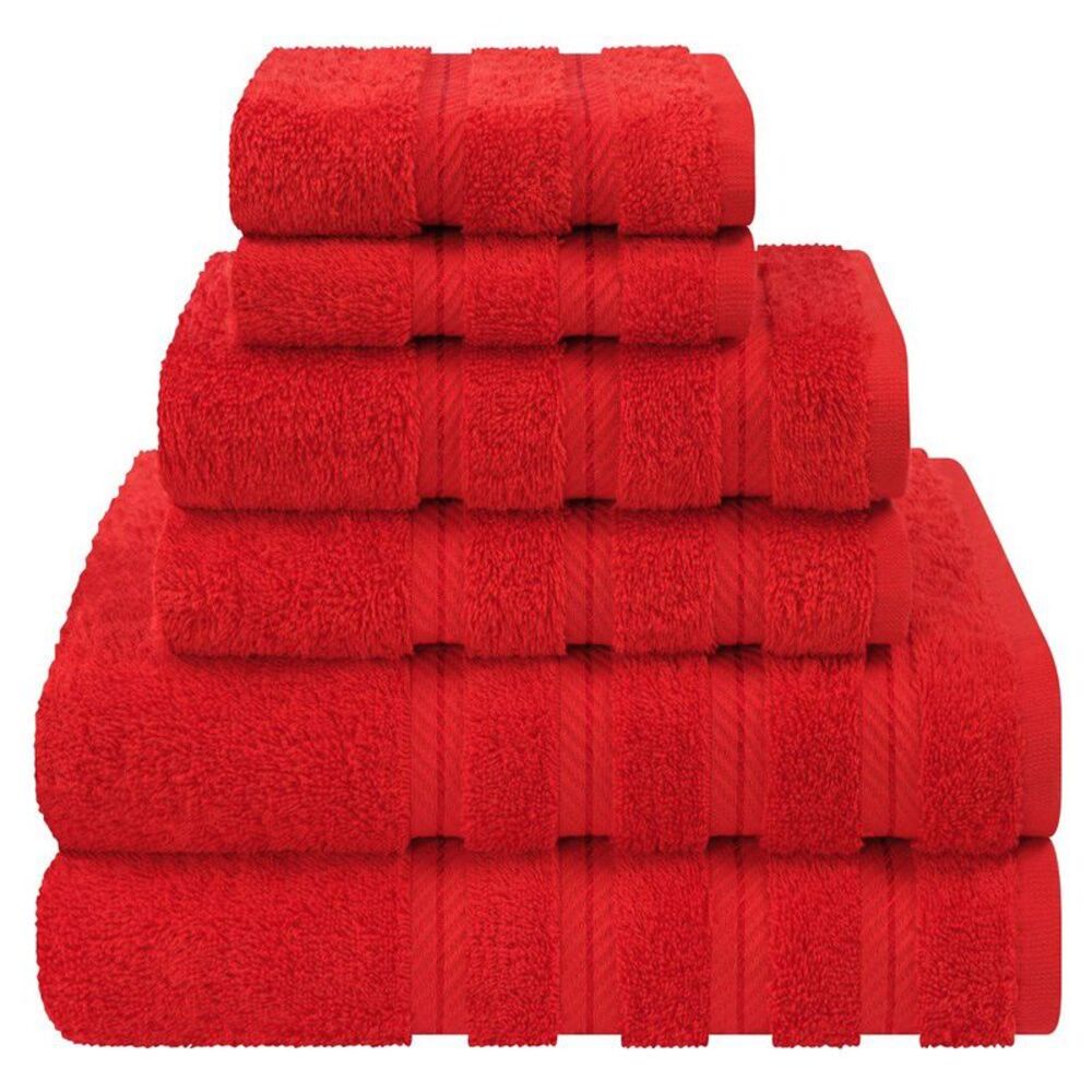 American Soft Linen -  6 Piece Towel Set, 100% Cotton Red